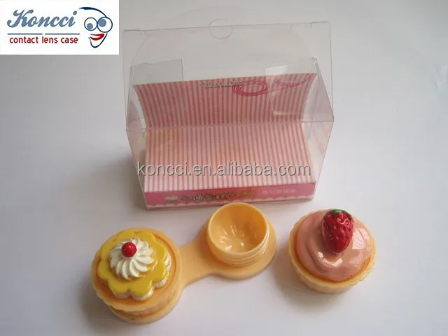 Hot Sale Cartoon Cute Cake Shape Empty Contact Lenses Storage Case Holder Box Soak Storage Kit CL-A022