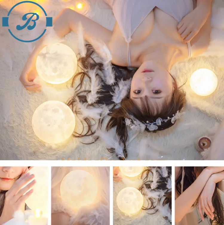 Blue tooth Moon Light LED Charger Creative Remote Control Dimming Bedroom Bedside Light 3d print lunar lamp
