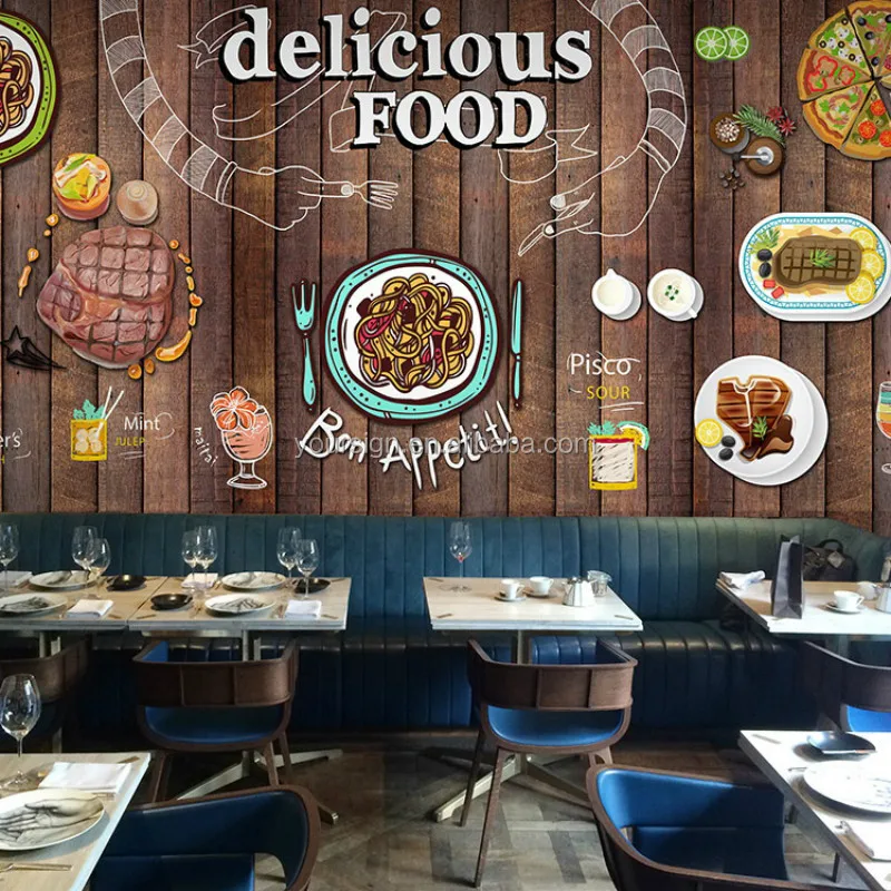 custom printed 3d mural wall paper decor for restaurant