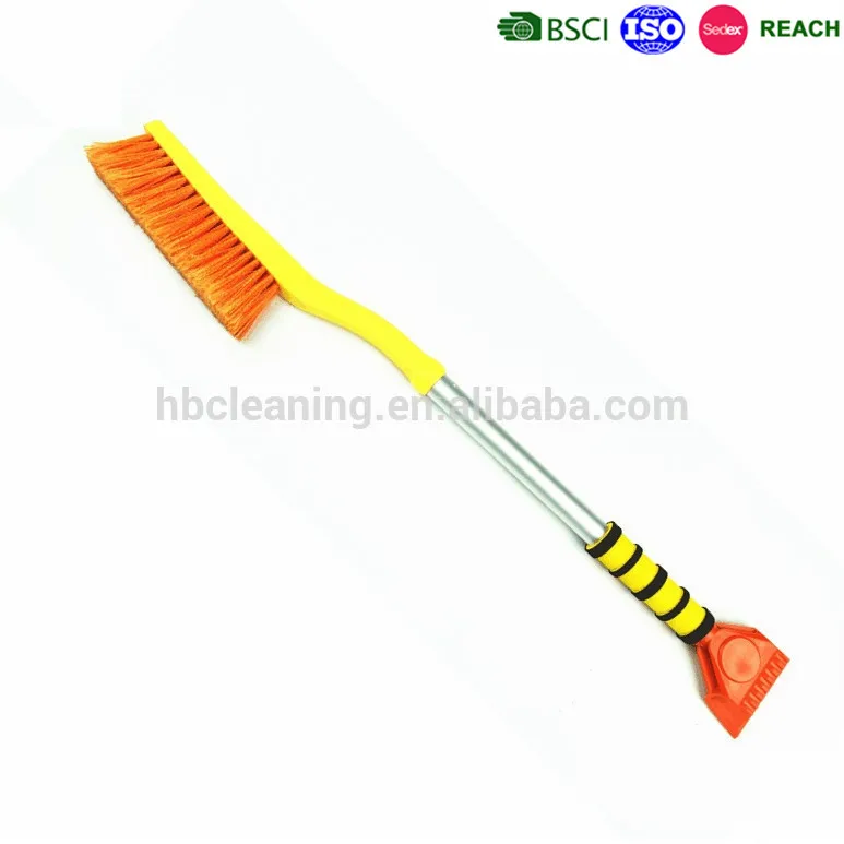 yellow color hot sale snow broom with bigger ice scraper