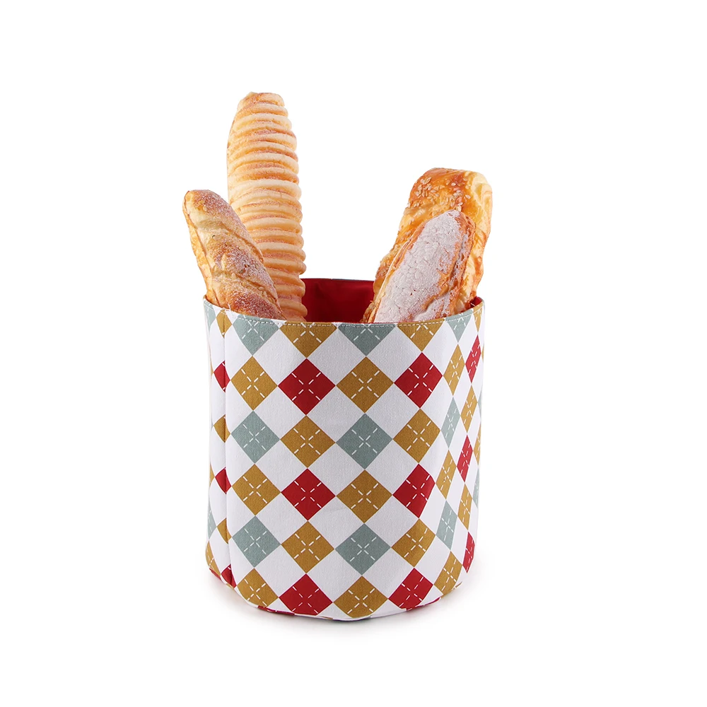 Doctorhome Hot selling food storage basket round soft cotton folding bread basket