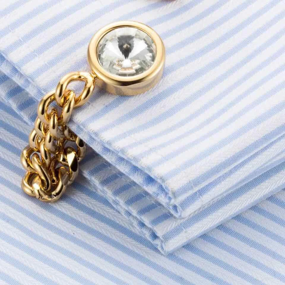 Wholesale Novelty crystal Chain Link Cufflinks with diamond for Men