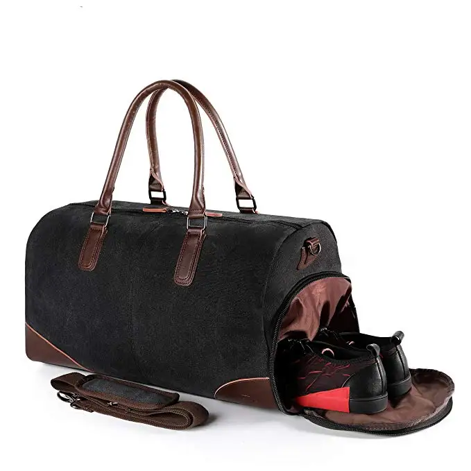 Спортивная сумка для спортзала с отделением для обуви, кожаный холщовый чемодан, сумка-тоут через плечо для путешествий, Спортивная дорожная сумка