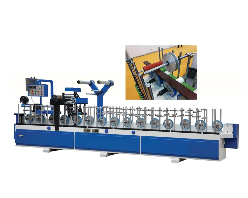 
New design Hot and cold glue Profile Wrapping Machine for PVC and Veneer 