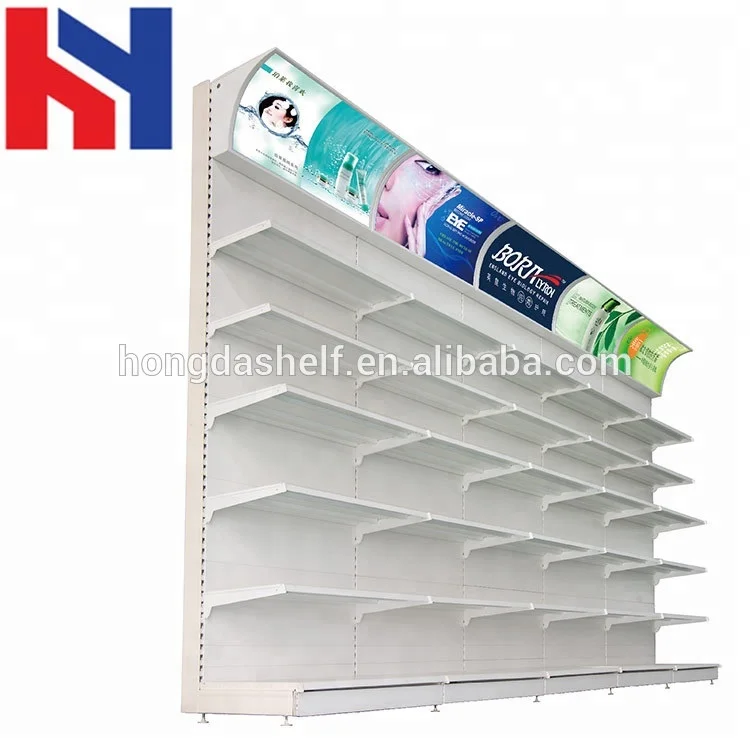 Double sided 3-4 layers gondola display cosmetic shelving for Beauty supply store equipment