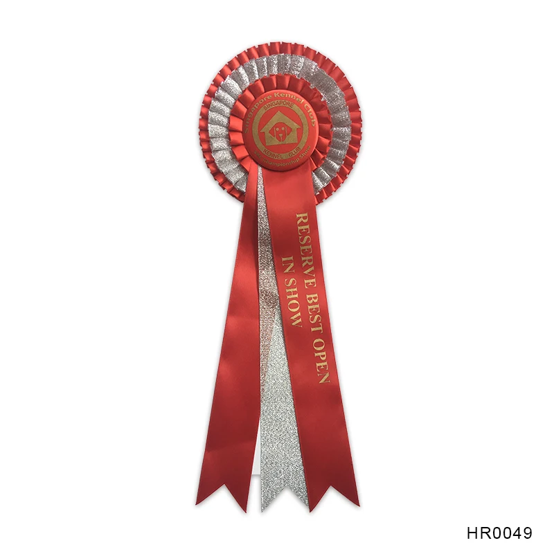 Elegant Fancy-designed Single Face Satin Ribbon Award Ribbon Rosette For Horse/Pet Race