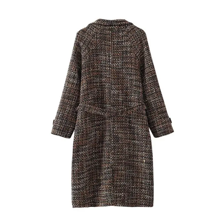 autumn winter new ladies tweed long jacket coat woman clothing