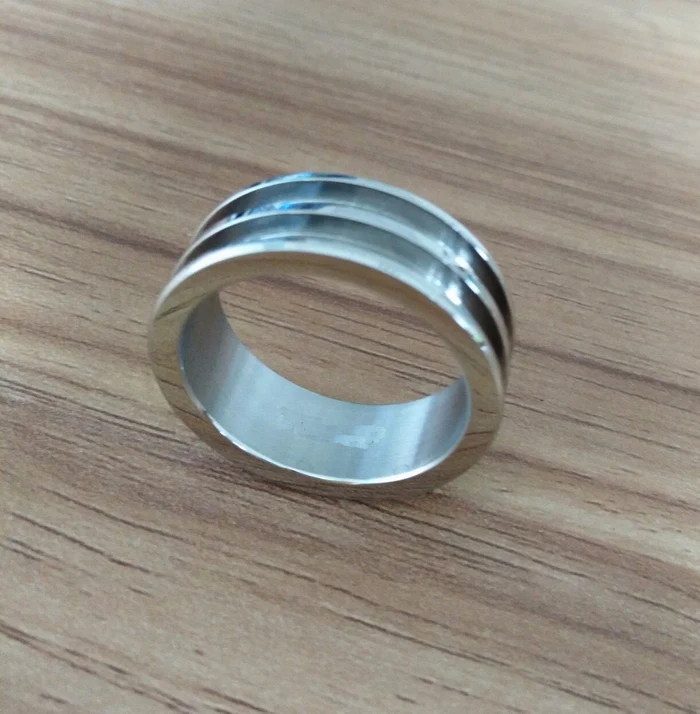 Wholesale 8mm high polish double channel two grooves Stainless Steel mens ring blanks