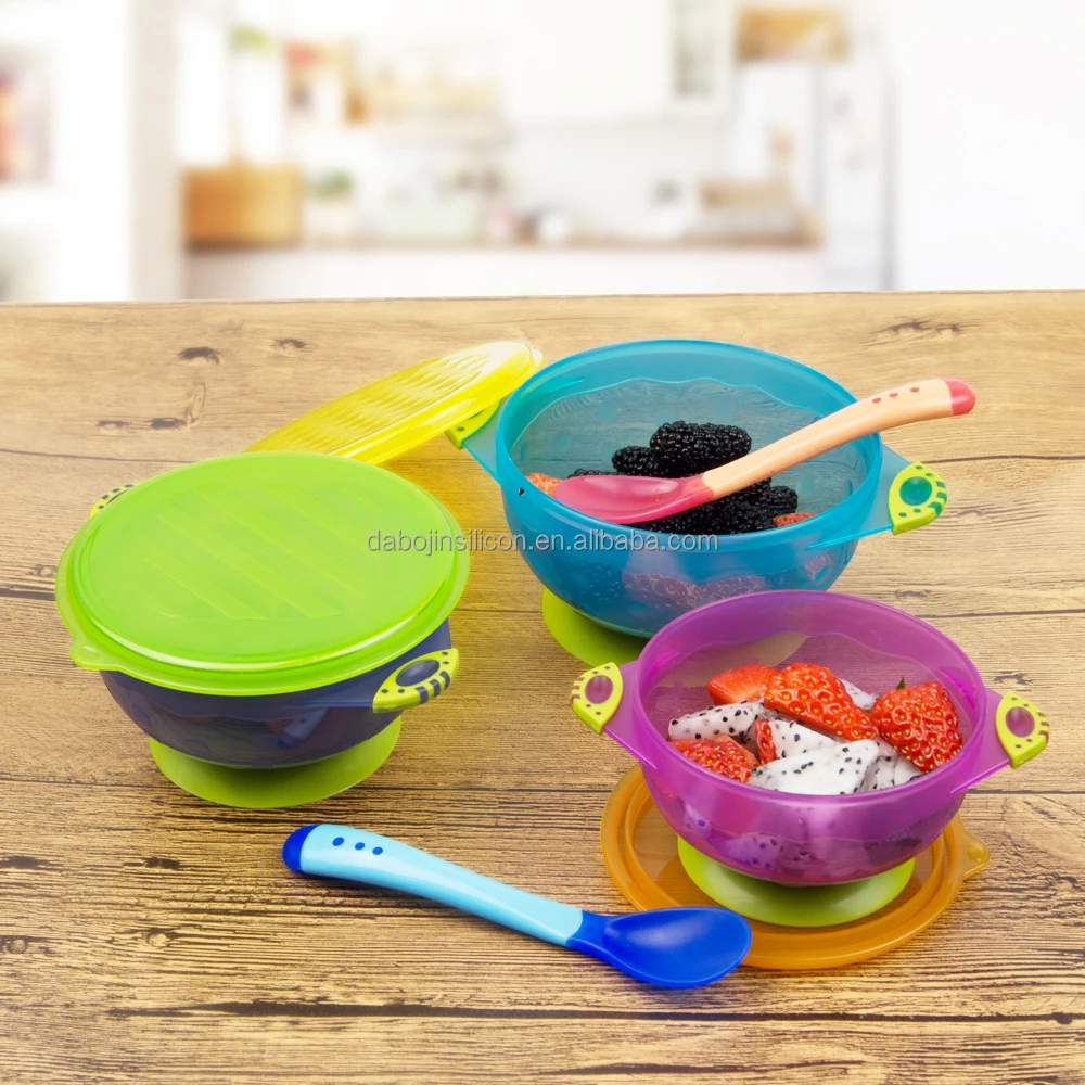 New Baby Accessories - Spill Proof Safe Feeding Suction Baby Bowl with Snap on Lids