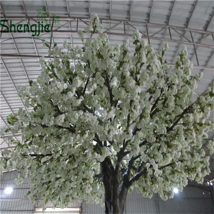 Pure white artificial fiberglass cherry blossom tree for wedding decoration