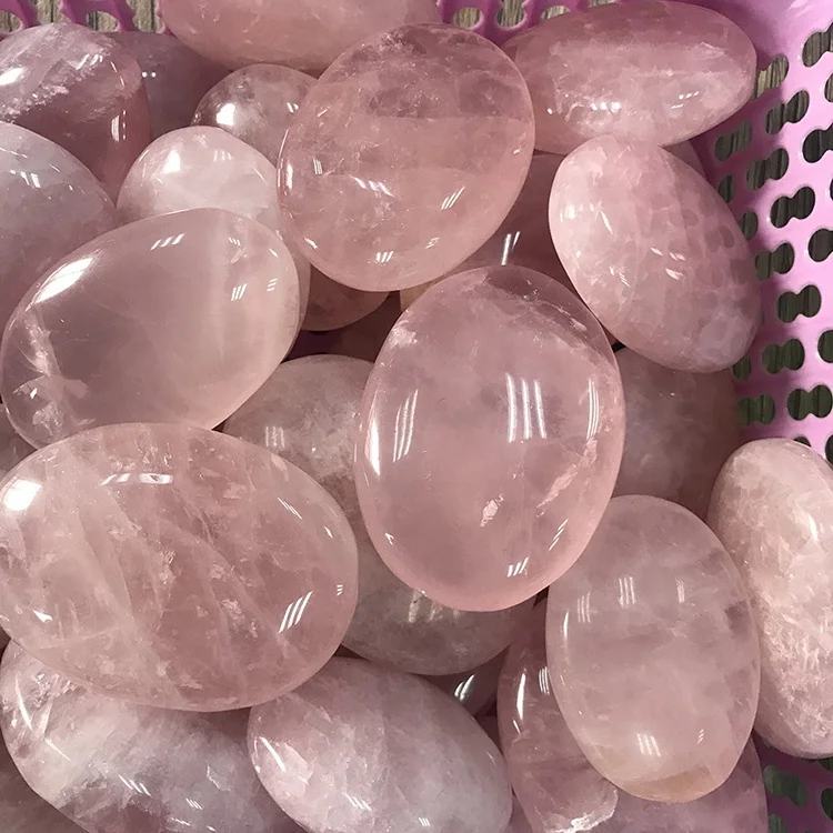 
High quality Natural Rose Quartz palm stone crystal pocket stone for gift 