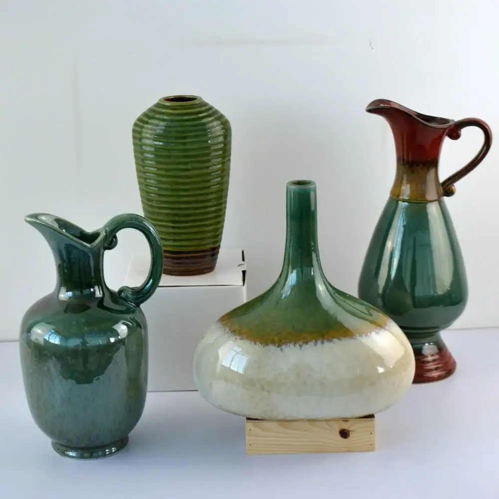 Reactive glazed vase for home decor