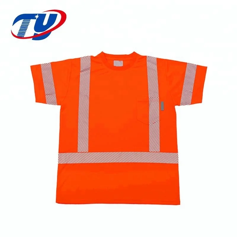 
100% Polyester Reflective Safety Work T-Shirt reversible vest with pockets For Men 