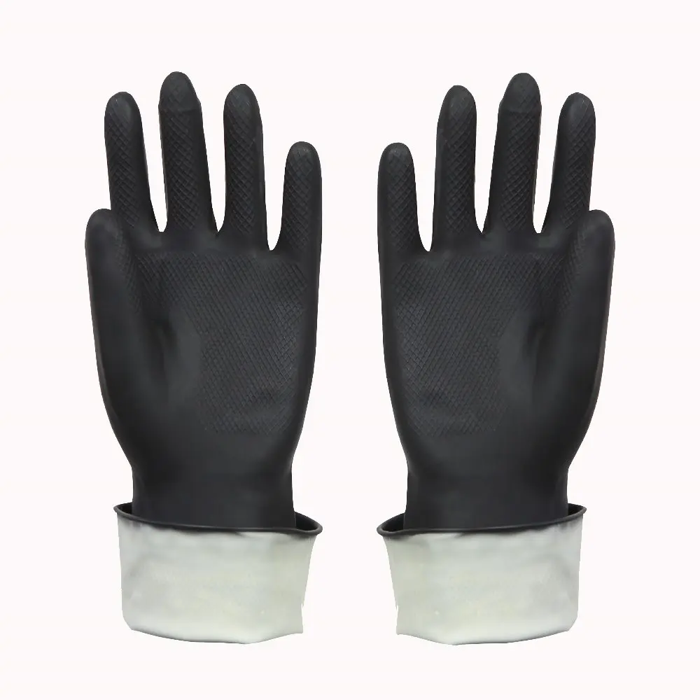 Black Smooth Chemical-resistant Palm Heavy Duty Industrial Builder Latex/ Rubber Glove Latex Anti-slip,water Proof 2-3 Years