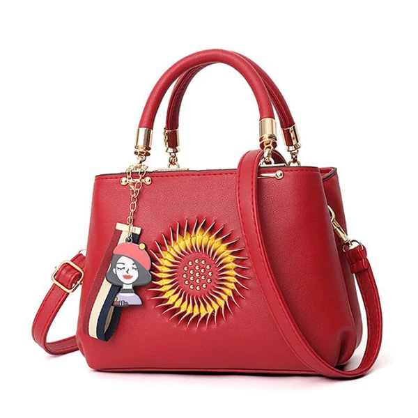 CB130 Guangzhou market bags handbag tote high quality PU leather with Sunflower