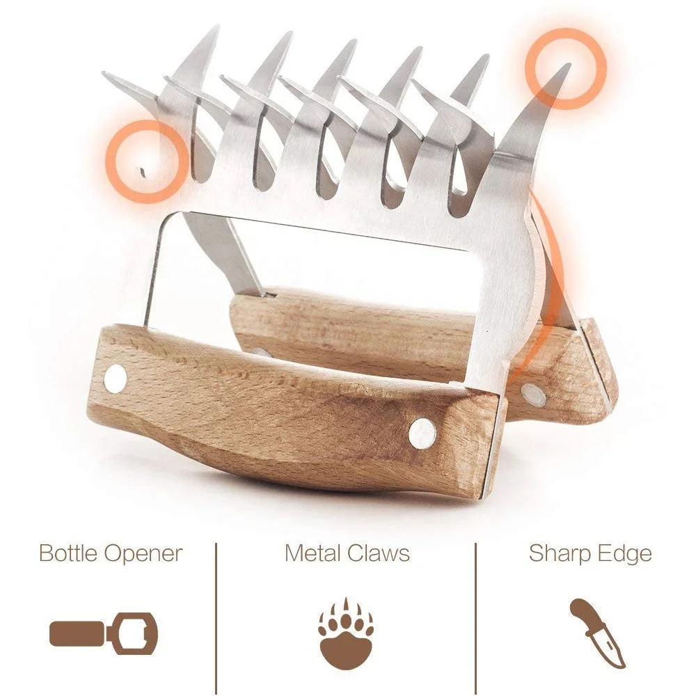 Best Selling Easy Shredding Pulling Handling Lifting Cutting Forks BBQ Claws Pulled Pork Shredder Metal Meat Shredding SS Claws
