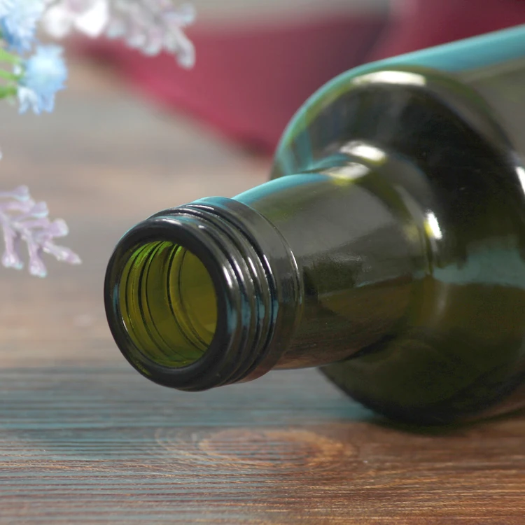 Dark Green Square Glass Olive Oil Bottle Vinegar Sauce Bottle for Oiler Cruet, 250ML 100ML 1000ML