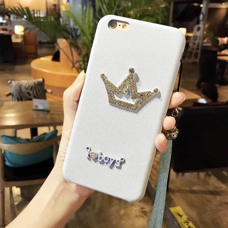 Diy silver crown mobile phone case beauty full crystal accessories