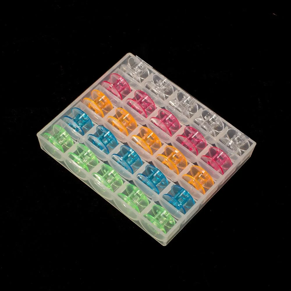 
SA005 25pcs Clear Empty Bobbins Plastic Spools for Sewing Machine Threads Bobbins Home Sewing Accessories with case 