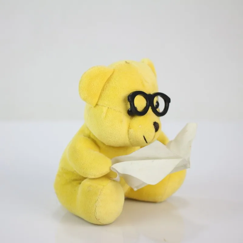 Plush Toy Teddy Bear Wearing Black Glasses/Luck Soft Colorful Toy Bear with Glasss/Stuffed Toy Sitting 14cm High Bear