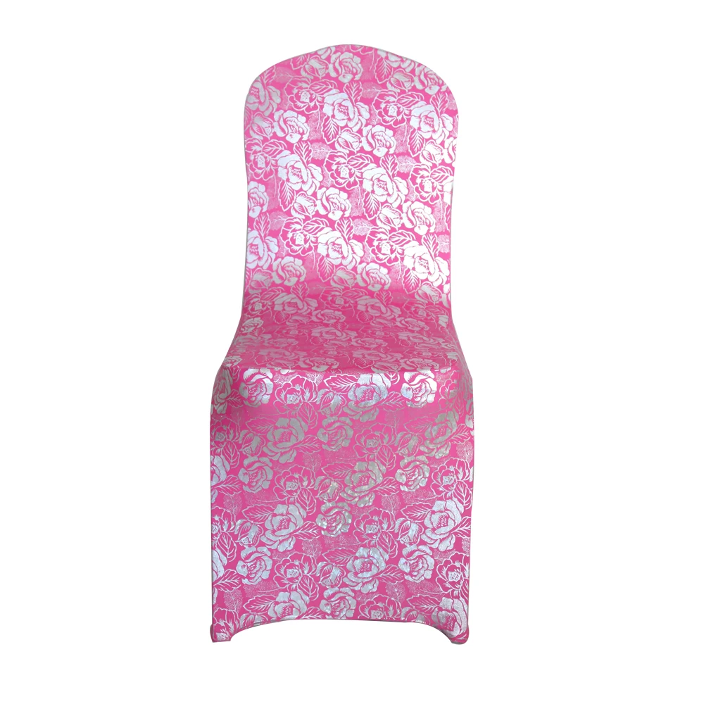 
factory universal spandex lycra print chair cover rose flower metallic chair cover for hotel wedding banquet party 