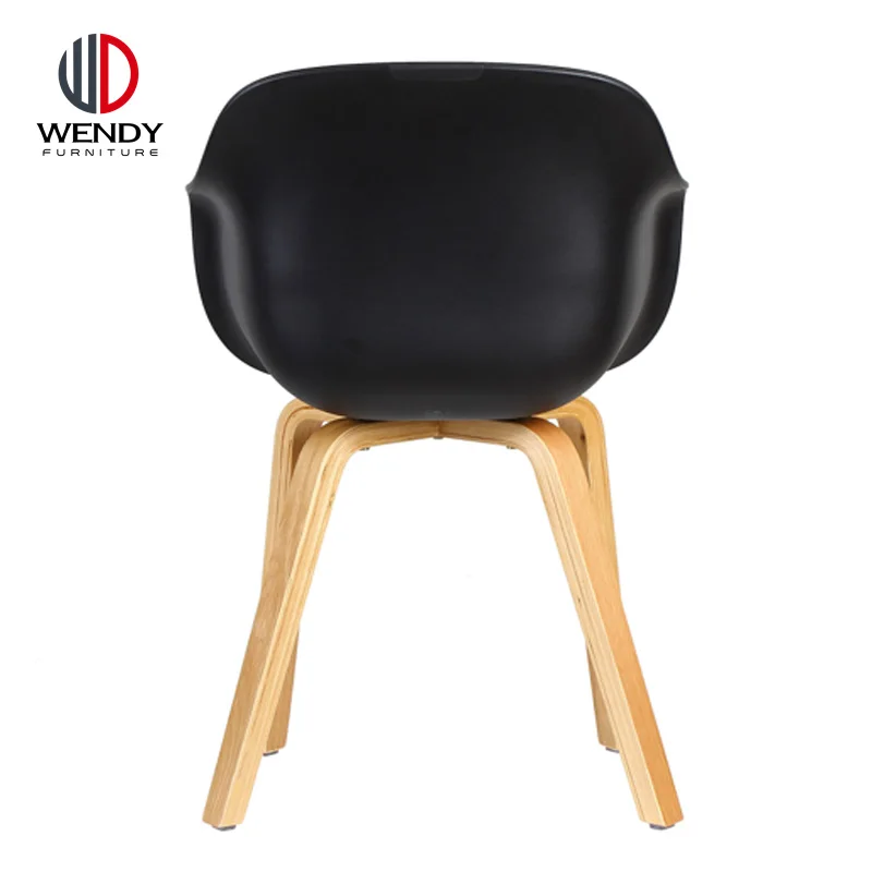 Modern design fashion dining chair wooden legs Plastic coffee shop chair