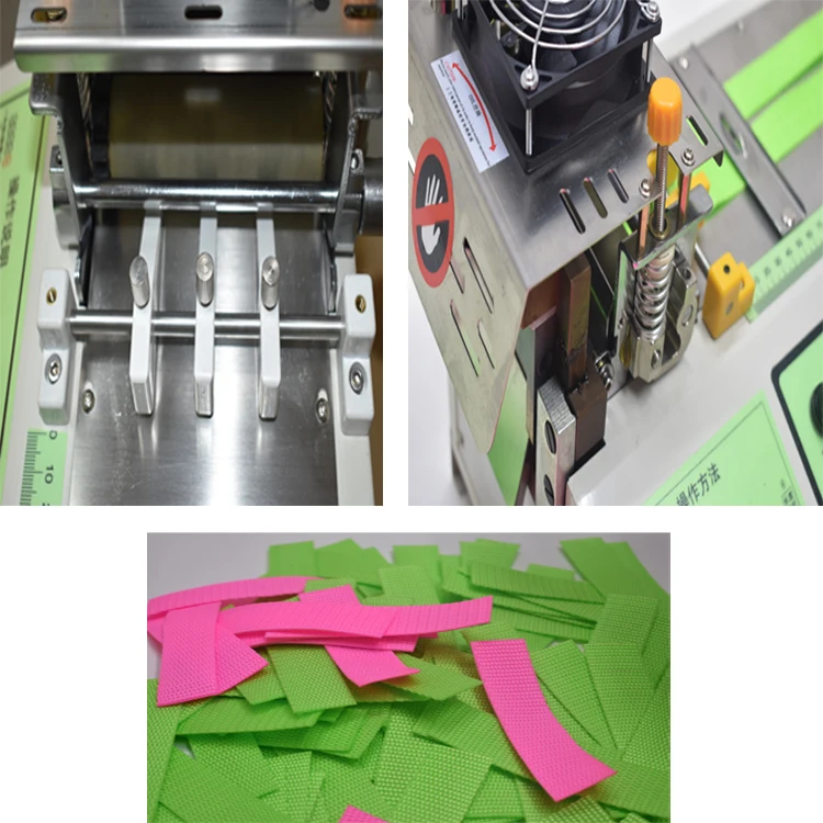 Automatic hot and cold  knife  tape ribbon elastic zipper care label cutter  tape cutting machine