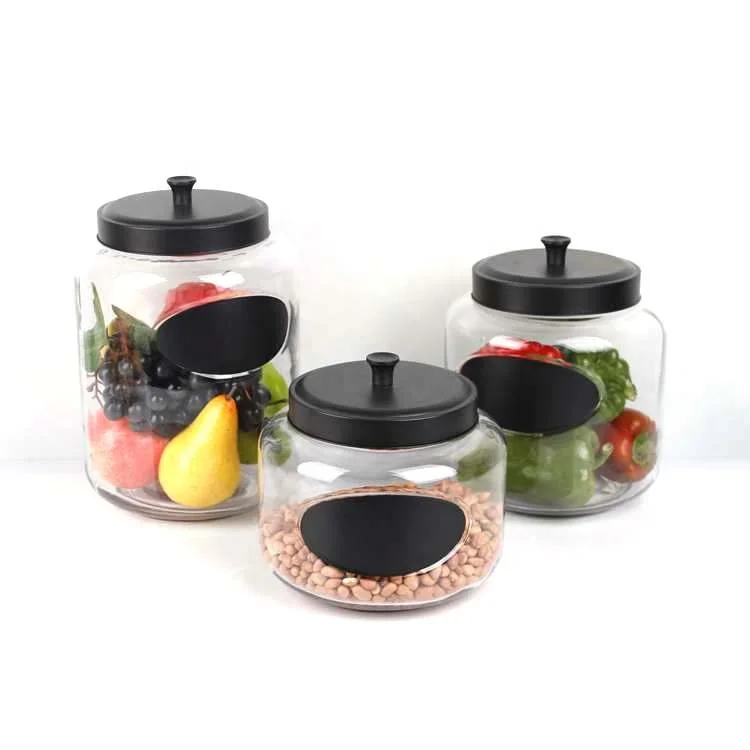 Wholesale 5500ml 4000ml 3000ml clear glass storage jar candy jar with metal lid