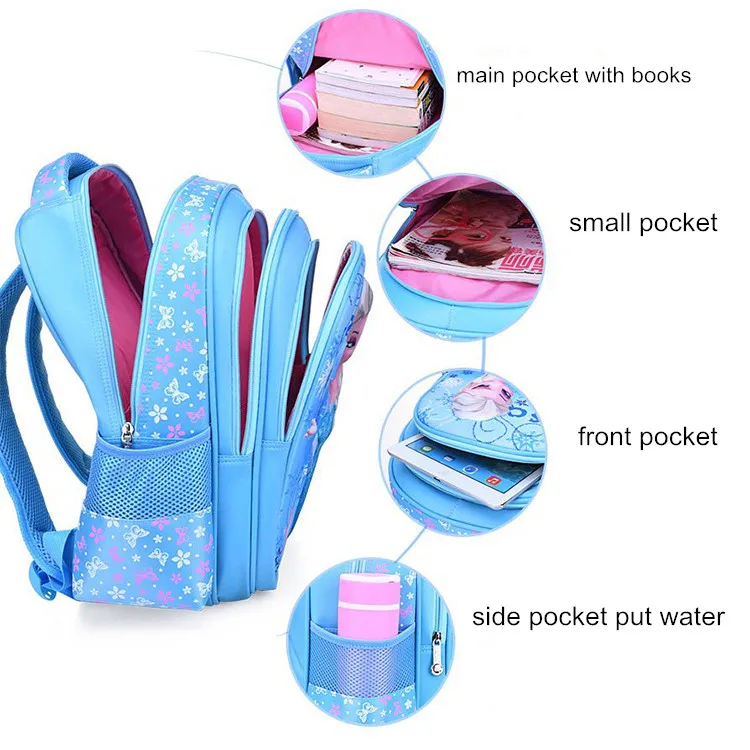 
Hot Selling Wholesale 3D Princess Cartoon Kids School Bag With Breathe Fabric 