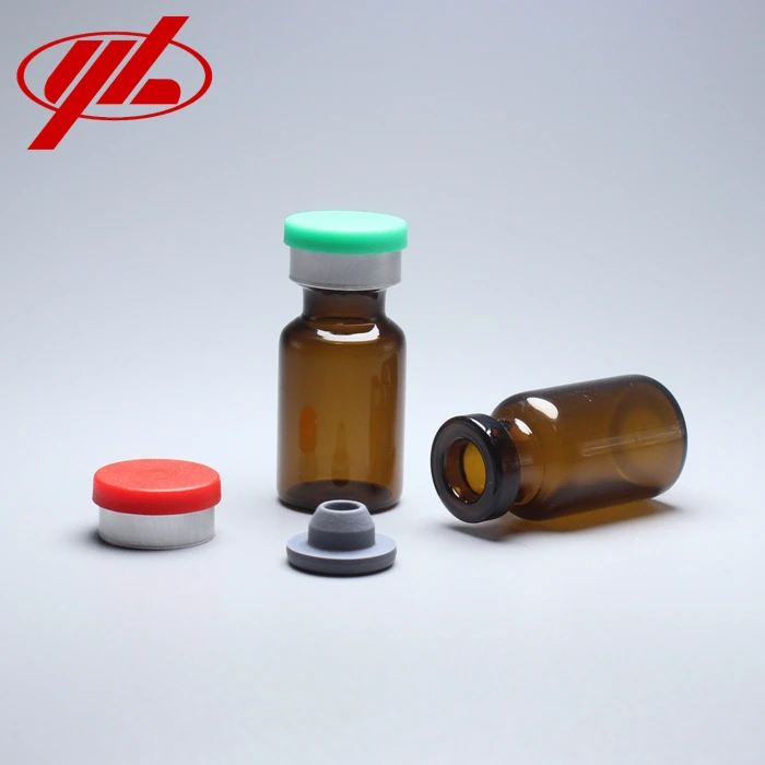 Amber Clear Borosilicate Glass Vial with Rubber Stopper and Caps Wholesale