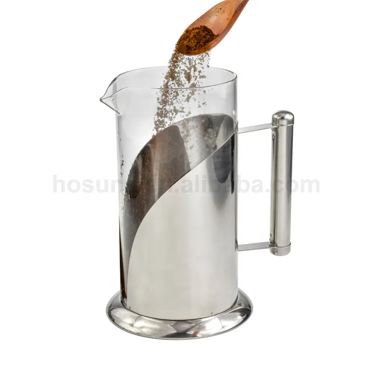304 Stainless Steel French Press Coffee Maker With High Borosilicate Glass And Reusable Filter