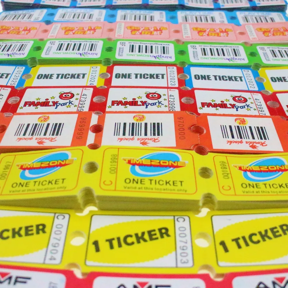 OEM Coupon Printing Paper Arcade Game Redemption Lottery Tickets Custom