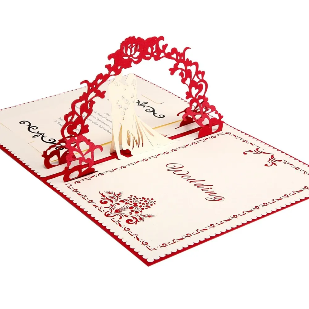 Customise Printing Laser Cut Luxury Handmade 3D Pop up Wedding Invitation Cards