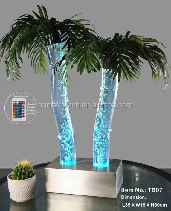 
LED Tabletop Double Palm Tree column decoration SS Base with Acrylic tube for home office ceremony holiday show banquet 