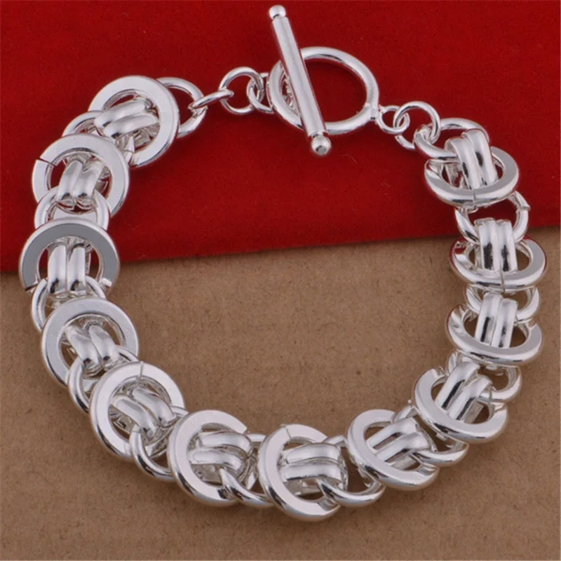alibaba china plated pure 925 solid silver bracelet men