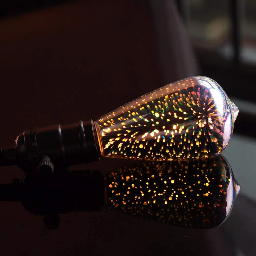 3D Firework Edison ST64 led filament bulb,colorful,Decorative,starry sky,forChristmas holiday party wedding