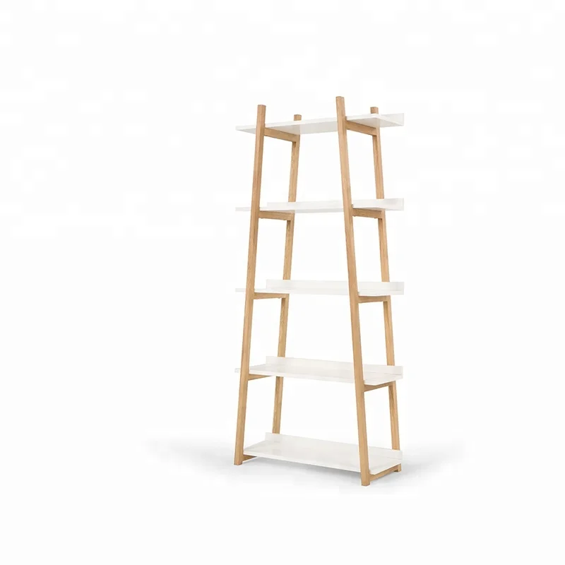 Modern design home study room modular 5 tier wooden bookshelf with MDF shelves