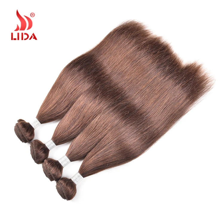 
Lida Malaysian human Hair bundles silk straight weaves Raw Original Weft Natural 4# Extensions 