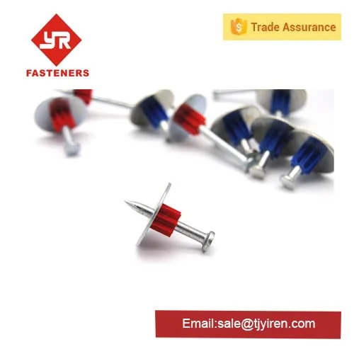 TIANJIN nails factoryDrive pin with metal washer / pin nail PDW low velocity drive pin with flute and steel washer
