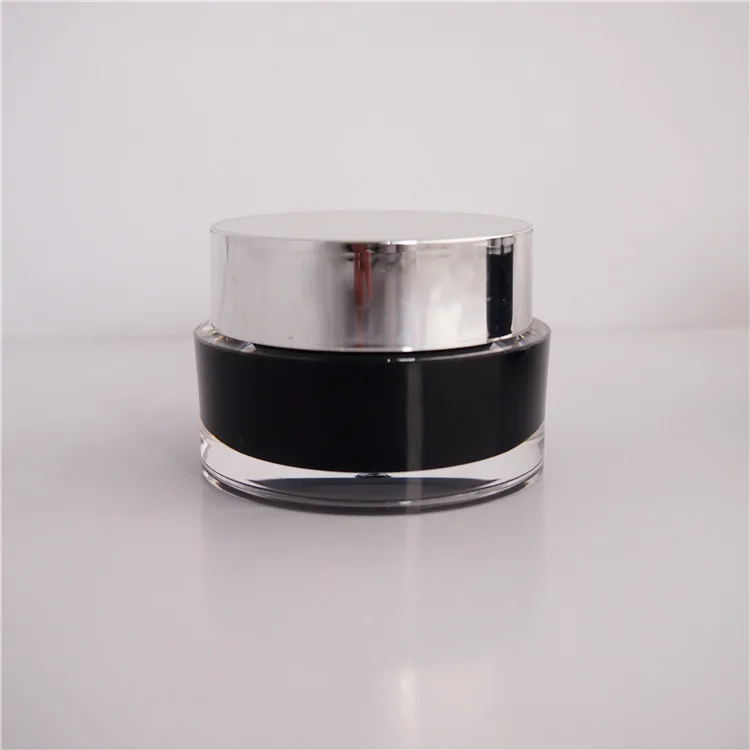 
China manufacture pearl white frosted empty acrylic facial cream containers with silver lid colored plastic jar 