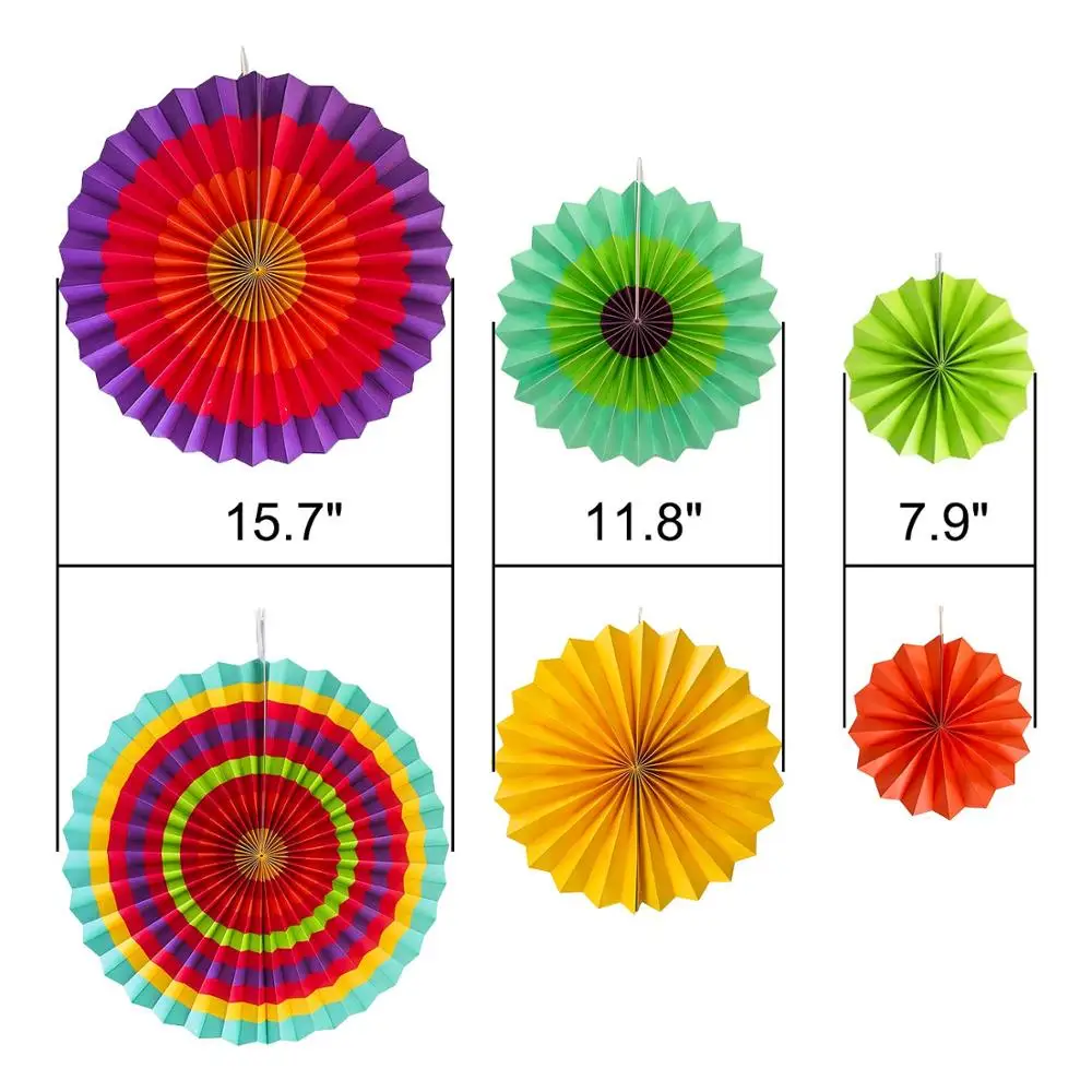 
colorful Paper Fans fiesta/Cinco De Mayo /Carnival/ Rainbow Color Kids Party Hanging Decoration Supplies For party&Events 