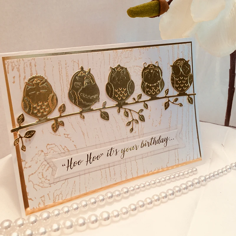 AAGU Cute Animal Bird Stand On The Tree Metal Carbon Christmas Party Decoration Die Cut Dies Paper Template Cutting Dies