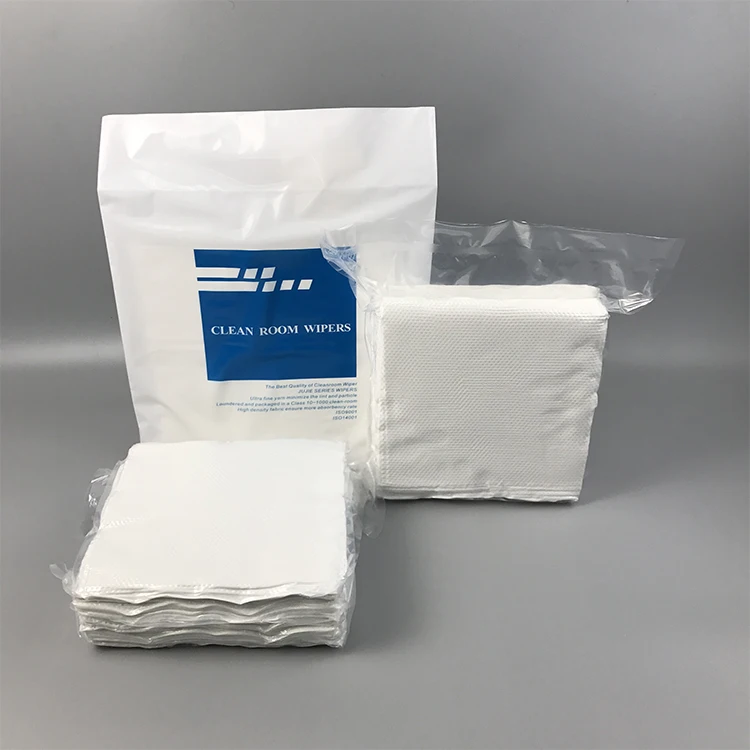 Best Absorbing with Laser Cut Edge 240gsm 2 Layers Class 1000 6 x 6inch 100% Polyester Fabric Cleanroom Wiper