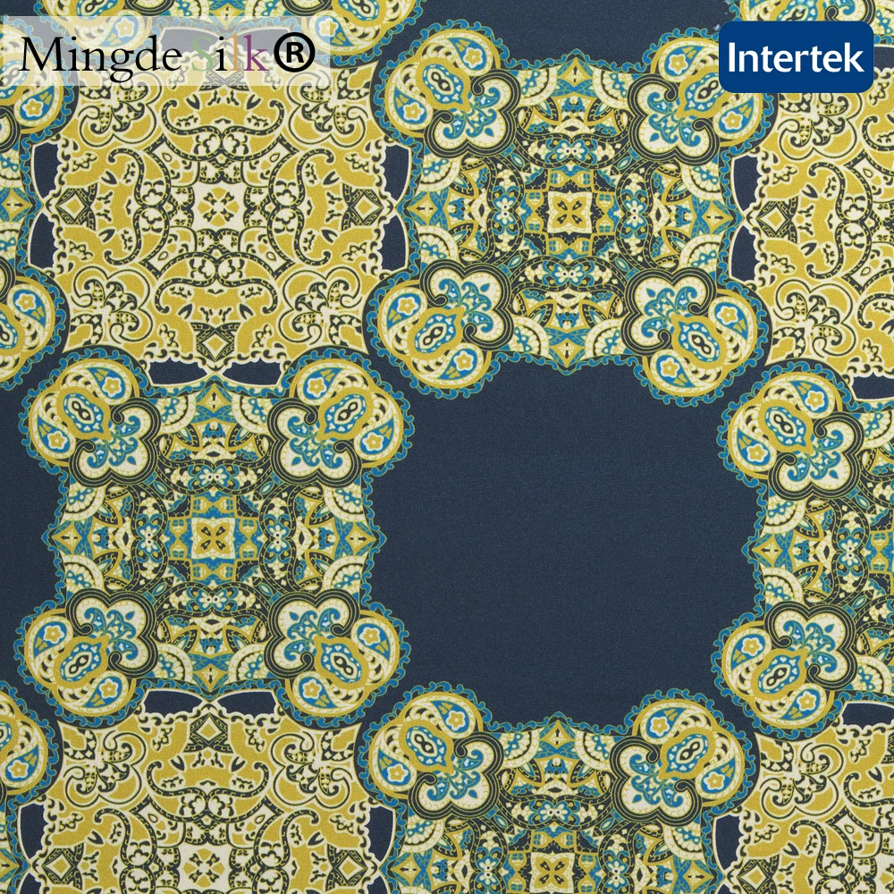 Printed stretch silk crepe de chine fabric 16mm