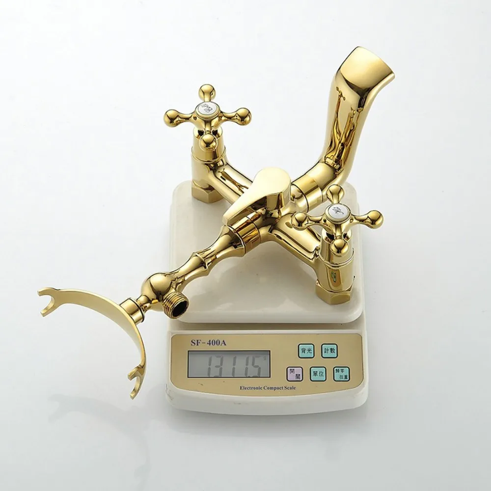 Fapully Wall Mount Diverter gold bath phone holder Tub Shower Faucet for the bathroom