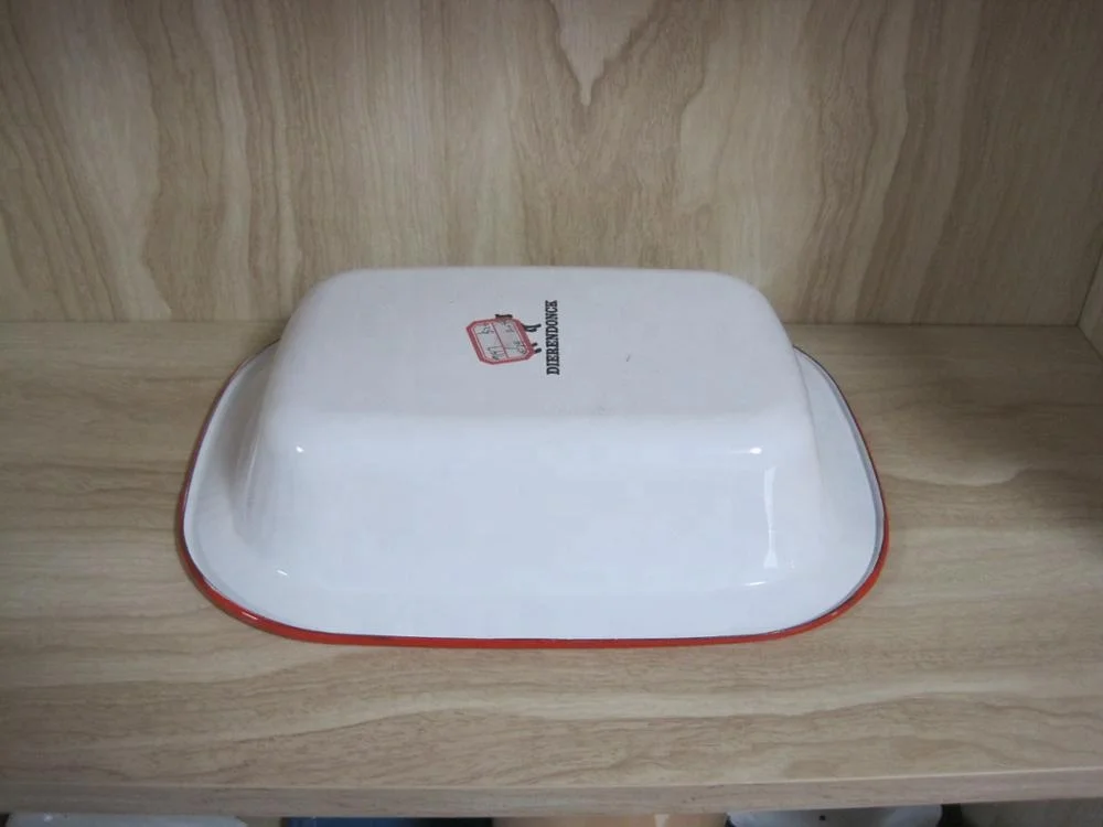 30cm Rectangular Enamel Pie Dish baking plate With Rolled Rim