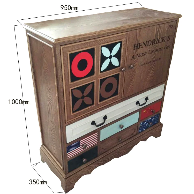 Wooden Storage Cabinet Vintage Wood Drawer Furniture
