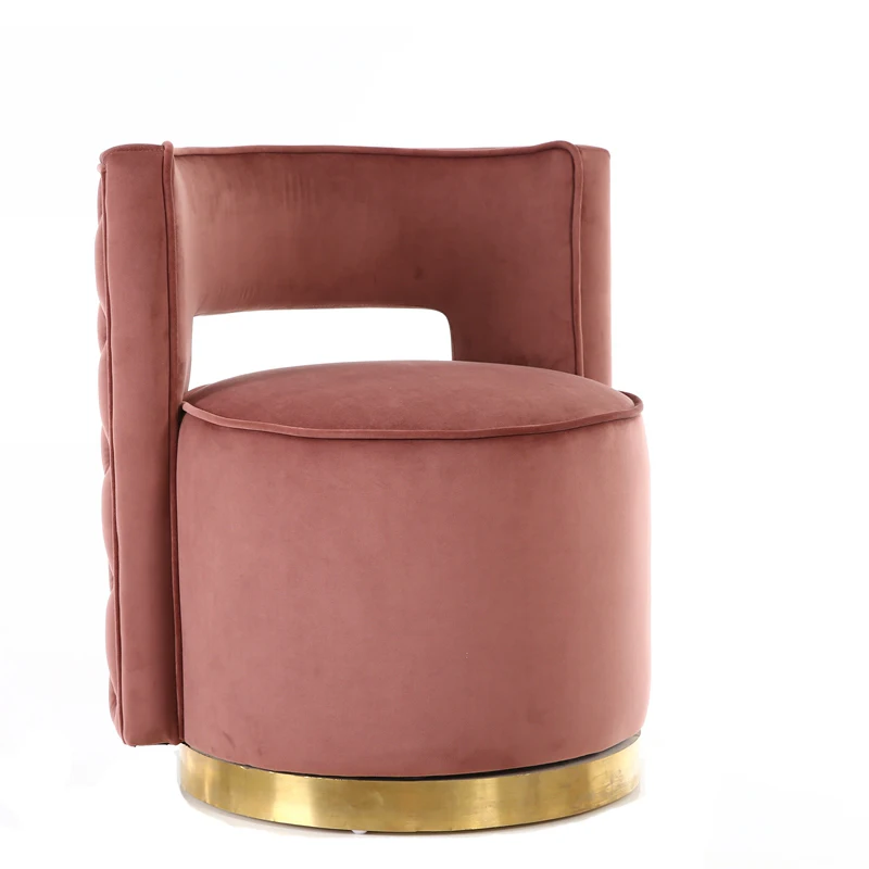 
M38 Swivel button Tufted wood sofa Noble Luxury Gold Velvet club chair 