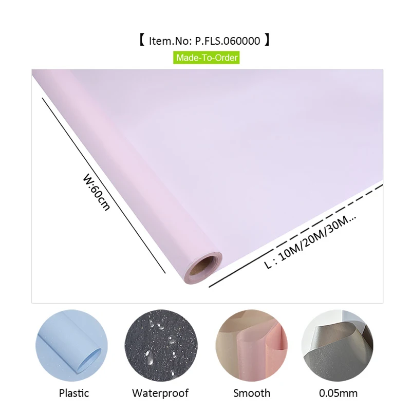 
SHINY waterproof paper sheet solid plastic cellophane wrapping specialty paper 