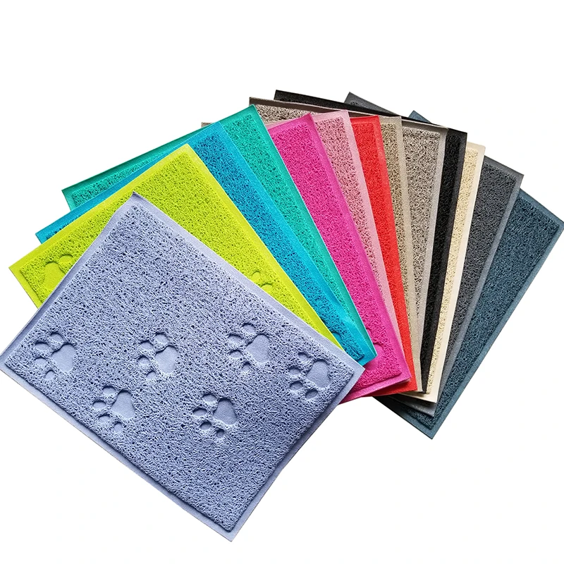 Pet Supplies for Dogs Paw Pattern Cat Litter Mat PVC Pet Mat Animal Pet Beds & Accessories Hand Wash OEM Cat Floor Mat 240g/pc